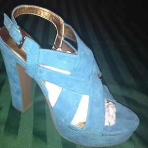 Mossimo Supply Co. Shoes - Mossimo Turquoise High Heel Suede Sandals - NWT Mossimo Supply Co. Shoes - Mossimo Turquoise High Heel Suede Sandals - NWT